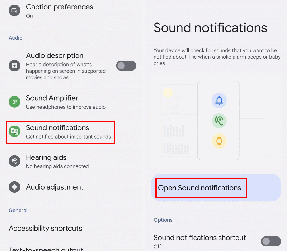 Tap Sound notifications then Open sound notifications